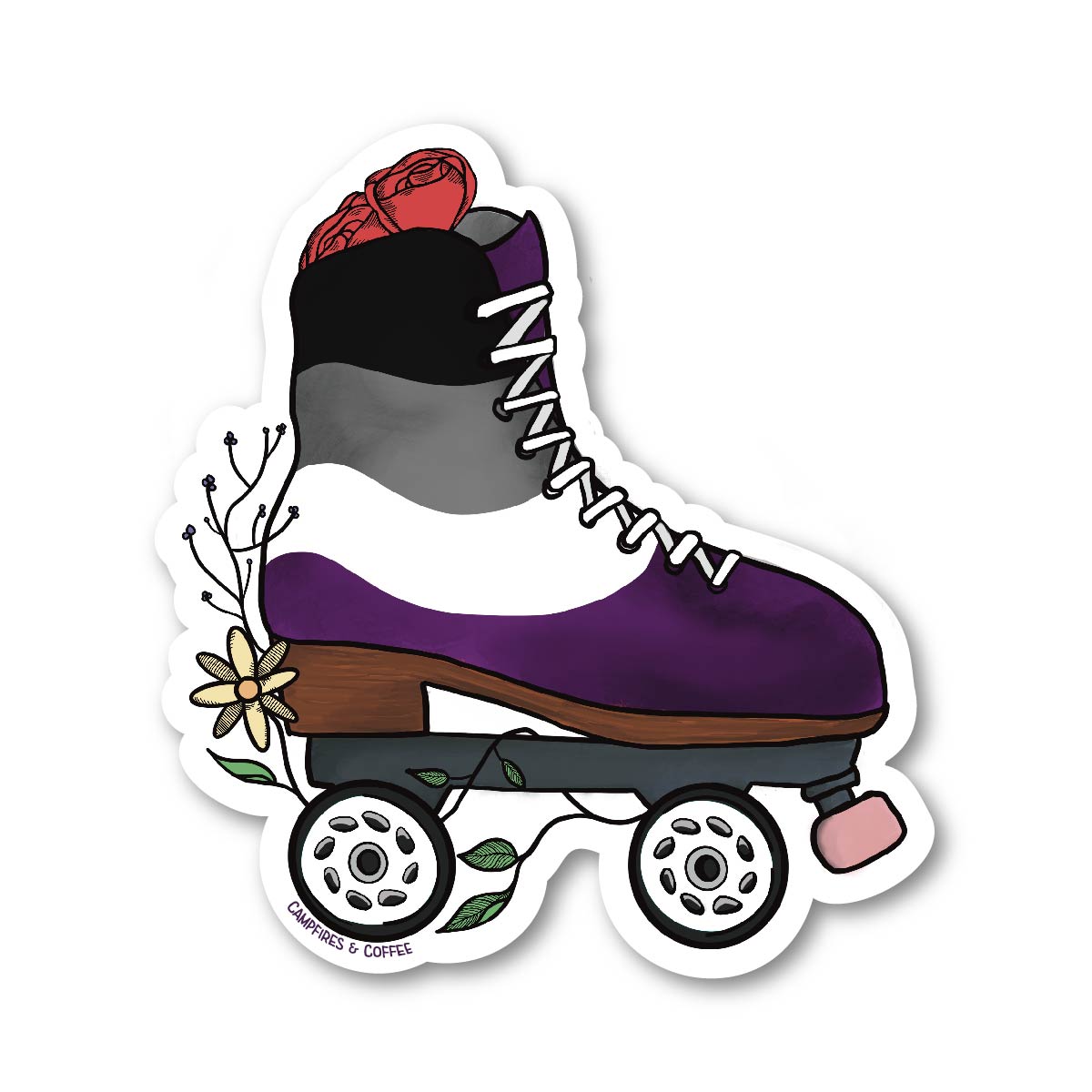 LGBTQ+ Pride Floral Roller Skate Vinyl Sticker