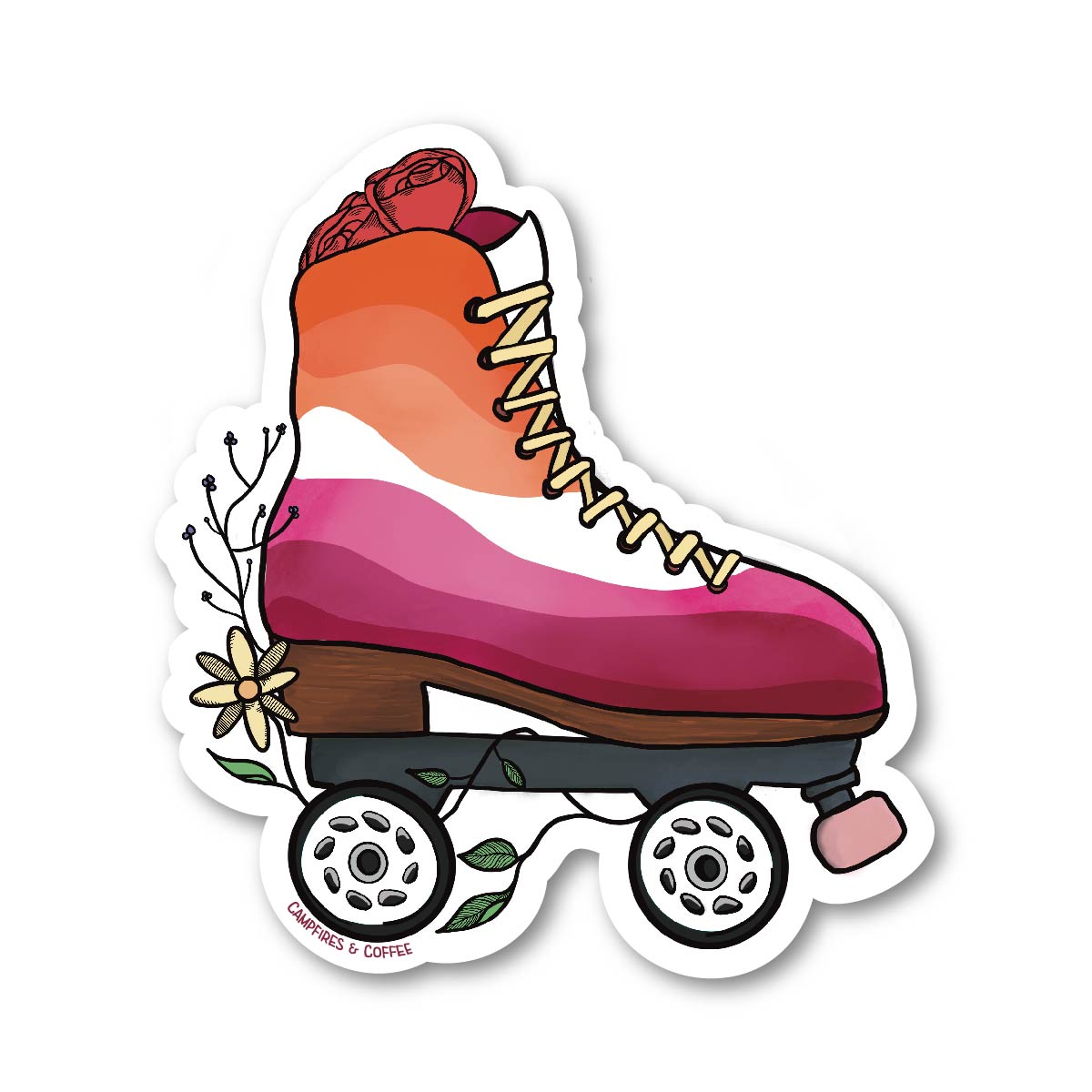 LGBTQ+ Pride Floral Roller Skate Vinyl Sticker