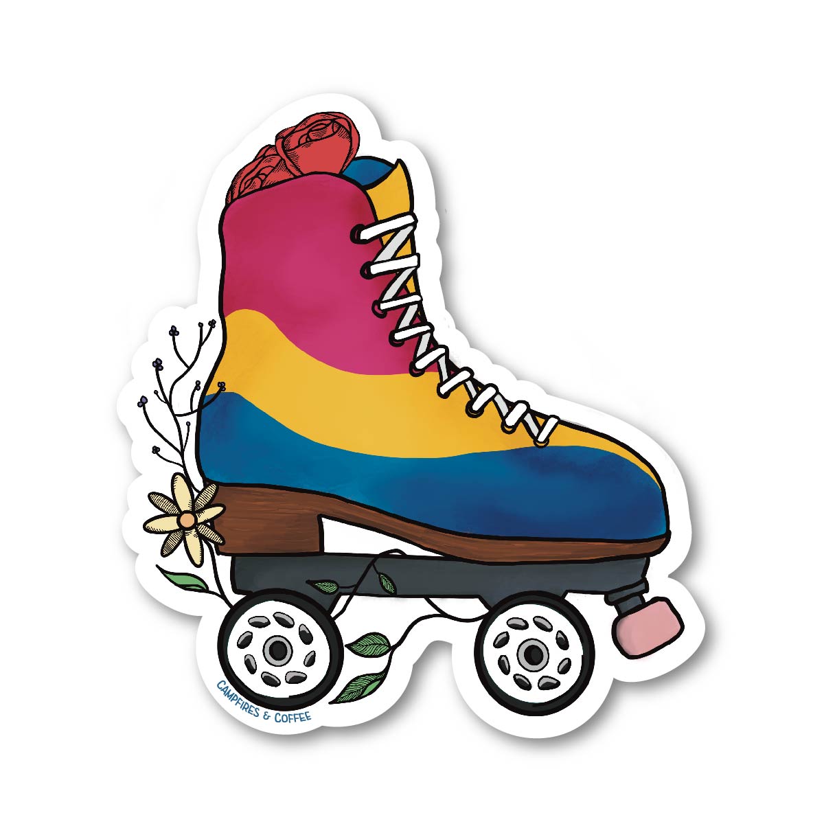 LGBTQ+ Pride Floral Roller Skate Vinyl Sticker