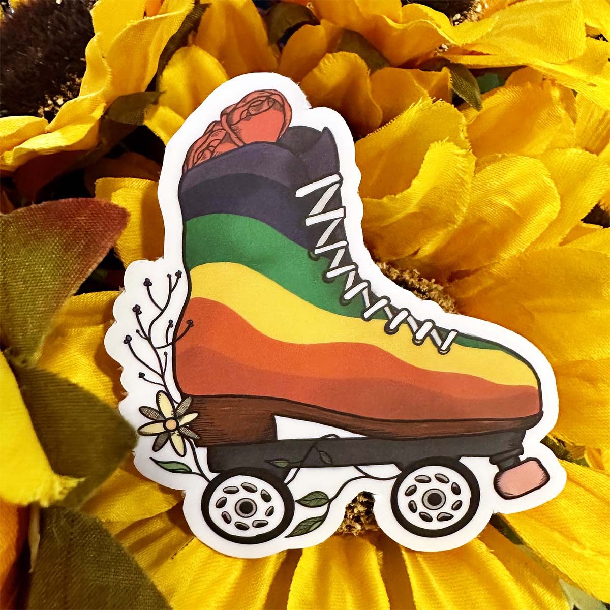 LGBTQ+ Pride Floral Roller Skate Vinyl Sticker