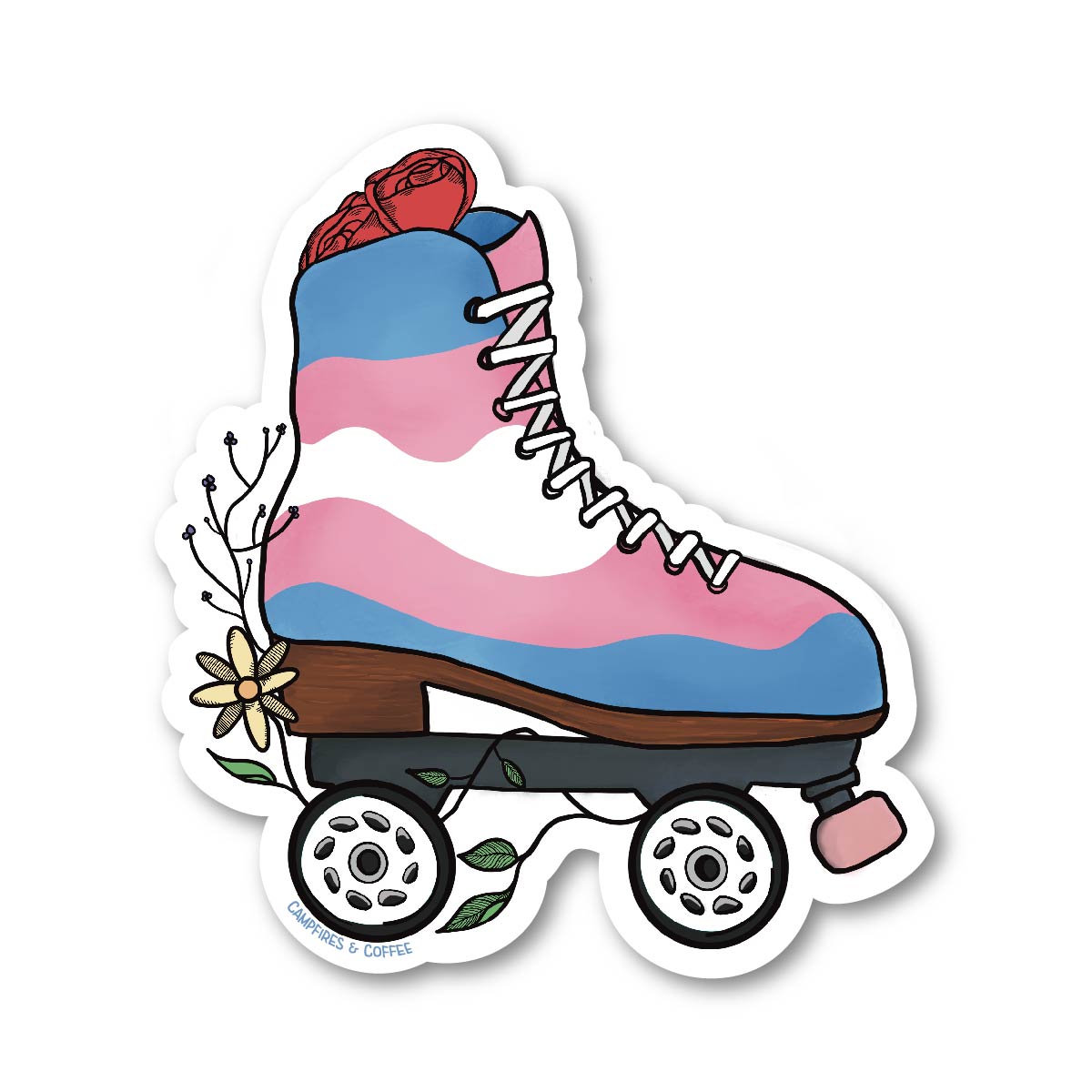 LGBTQ+ Pride Floral Roller Skate Vinyl Sticker