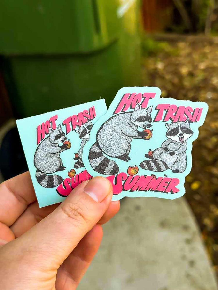 Hot Trash Summer Raccoon Vinyl Sticker