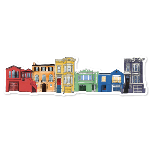 Rainbow Pride San Francisco Houses Vinyl Sticker