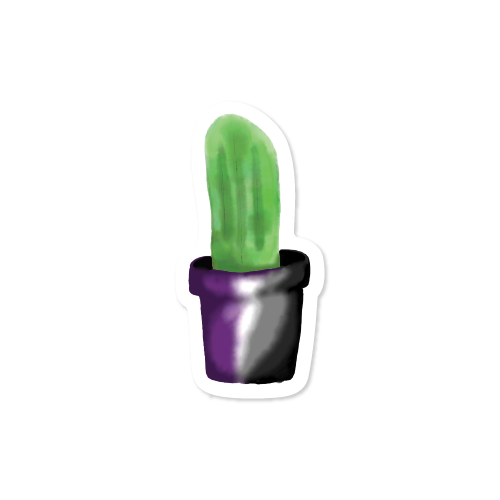 Purple and Black Watercolor Cactus Vinyl Stickers | Waterproof Asexual Pride Water Bottle Stickers