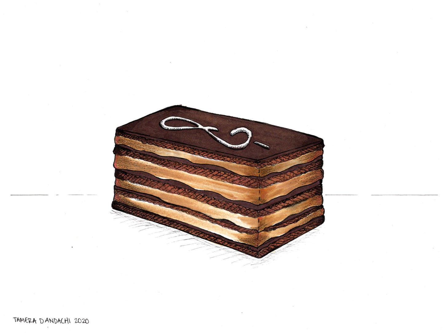 Opera Cake Ink Illustration Art Print