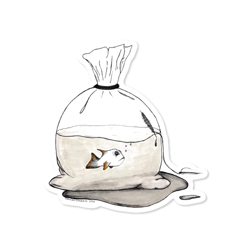 Goldfish Illustrated Vinyl Sticker