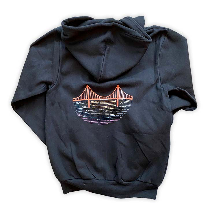 2022 Golden Gay Bridge Rainbow Zip Up Hoodie