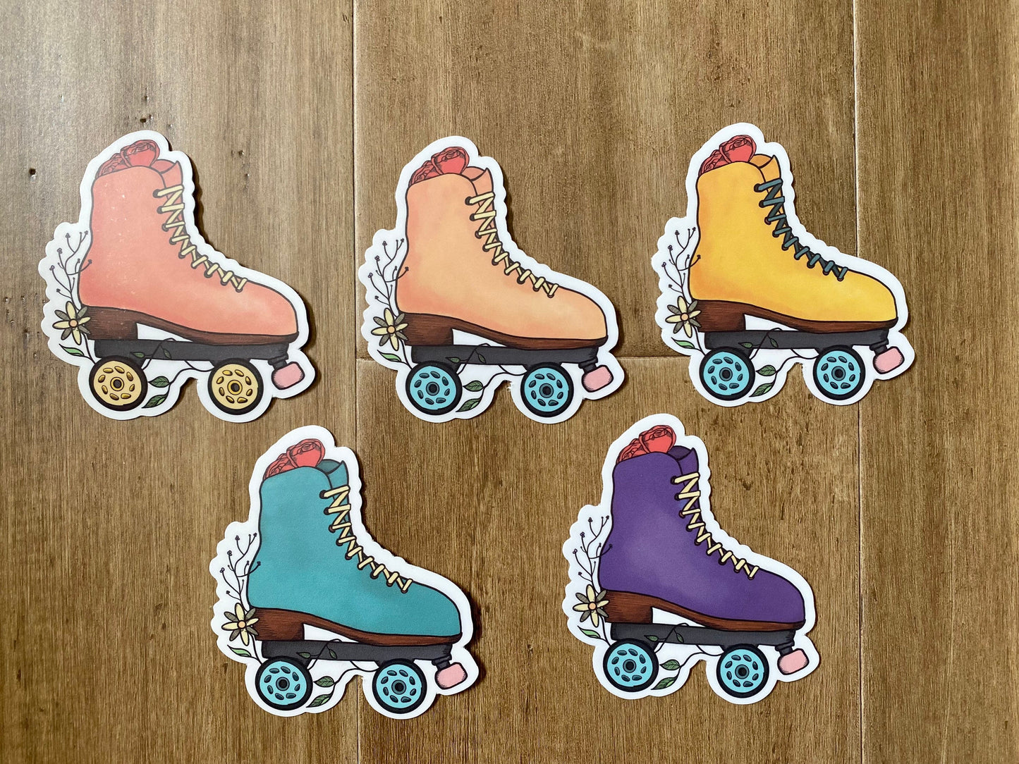 Floral Roller Skate Vinyl Sticker