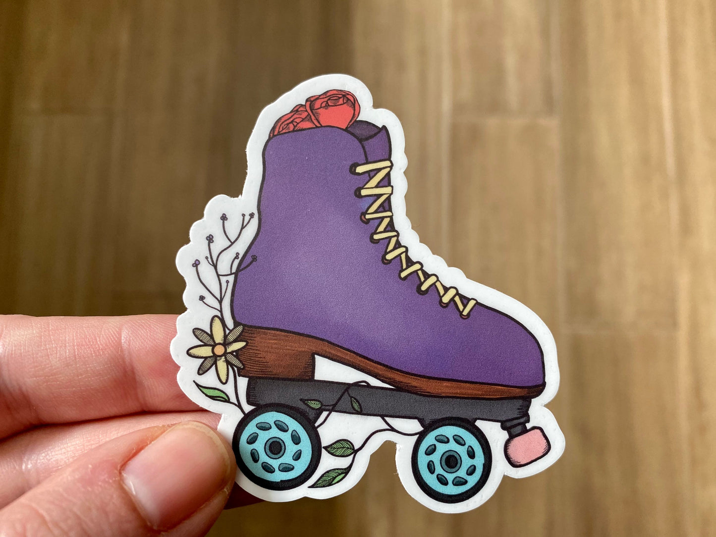 Floral Roller Skate Vinyl Sticker