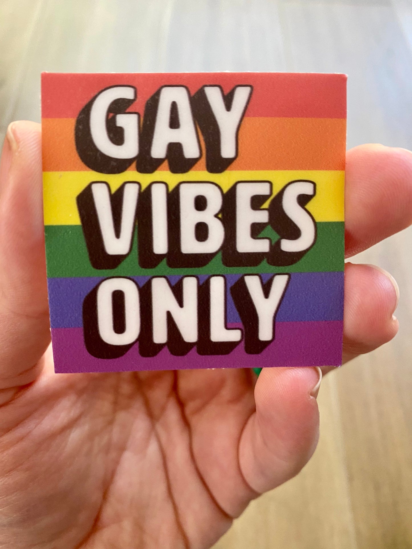 LGBT Pride Gay Vibes Only Square Flag Vinyl Sticker
