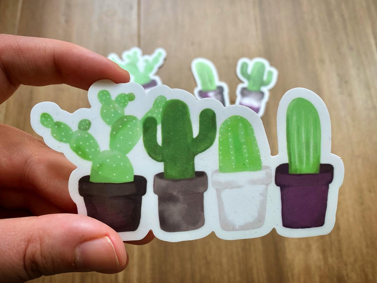 Purple and Black Watercolor Cactus Vinyl Stickers | Waterproof Asexual Pride Water Bottle Stickers