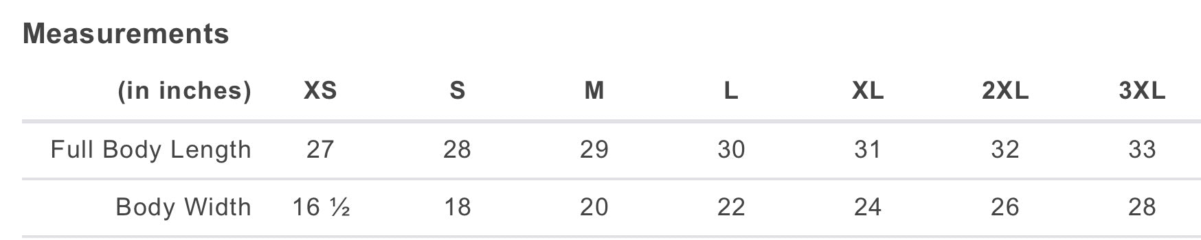 size chart for campfires and coffee mug logo t-shirt