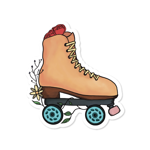 Floral Roller Skate Vinyl Sticker