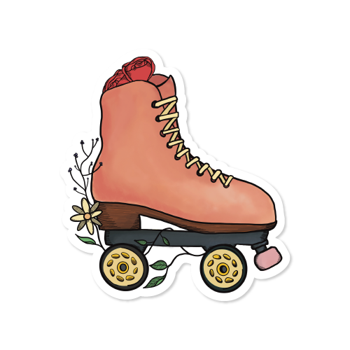 Floral Roller Skate Vinyl Sticker