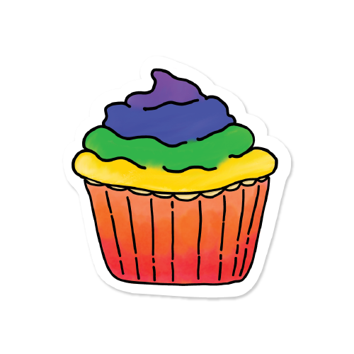 Subtle Pride Cupcake Vinyl Sticker