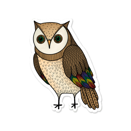 Subtle Pride Owl Vinyl Sticker