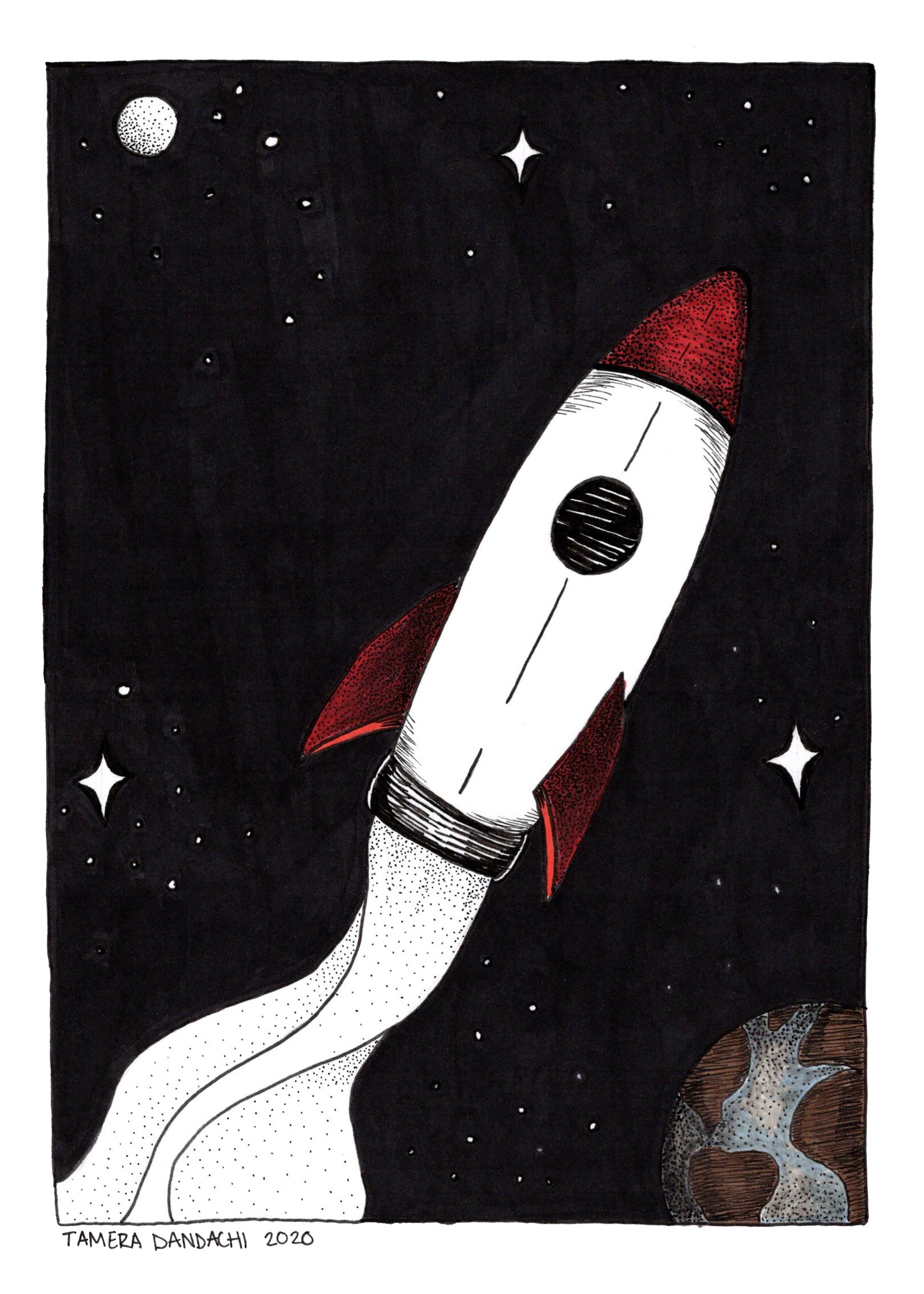 Rocket Ink Illustration Art Print