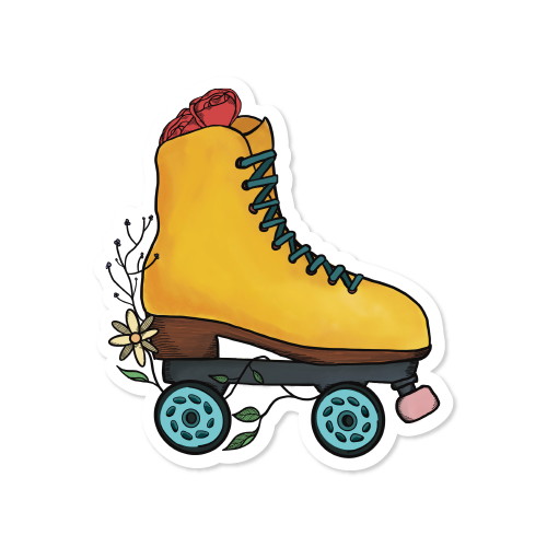 Floral Roller Skate Vinyl Sticker
