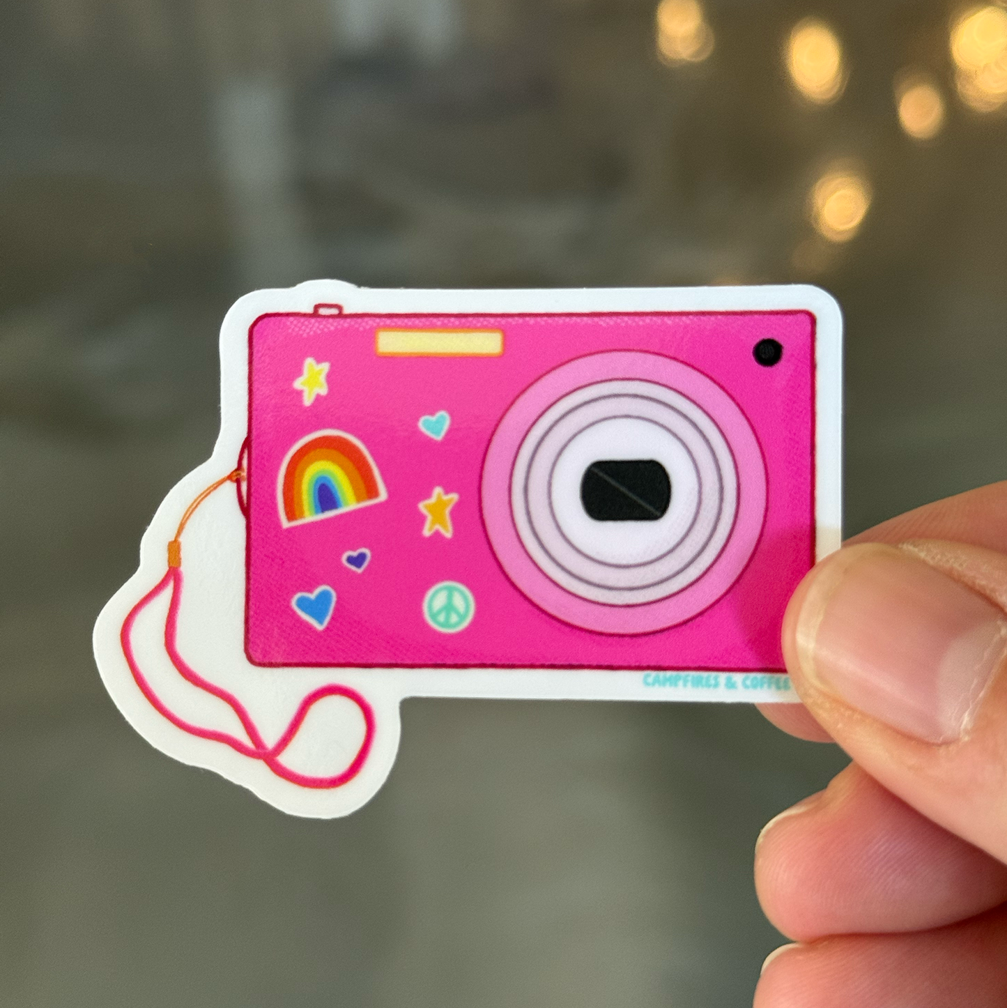 Pink Digital Camera Vinyl Sticker