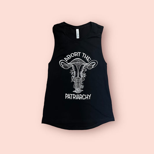 Abort the Patriarchy Black Muscle Tank with Name & Number on Back