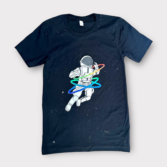 Astronaut with Rainbow Rings T-Shirt with Name & Number on Back