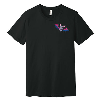 black Bat Subtle LGBTQ+ Pride T-Shirt in lesbian bi flag colors