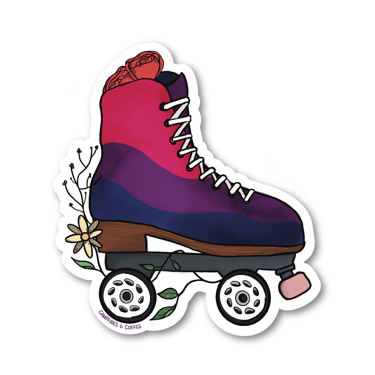 LGBTQ+ Pride Floral Roller Skate Vinyl Sticker