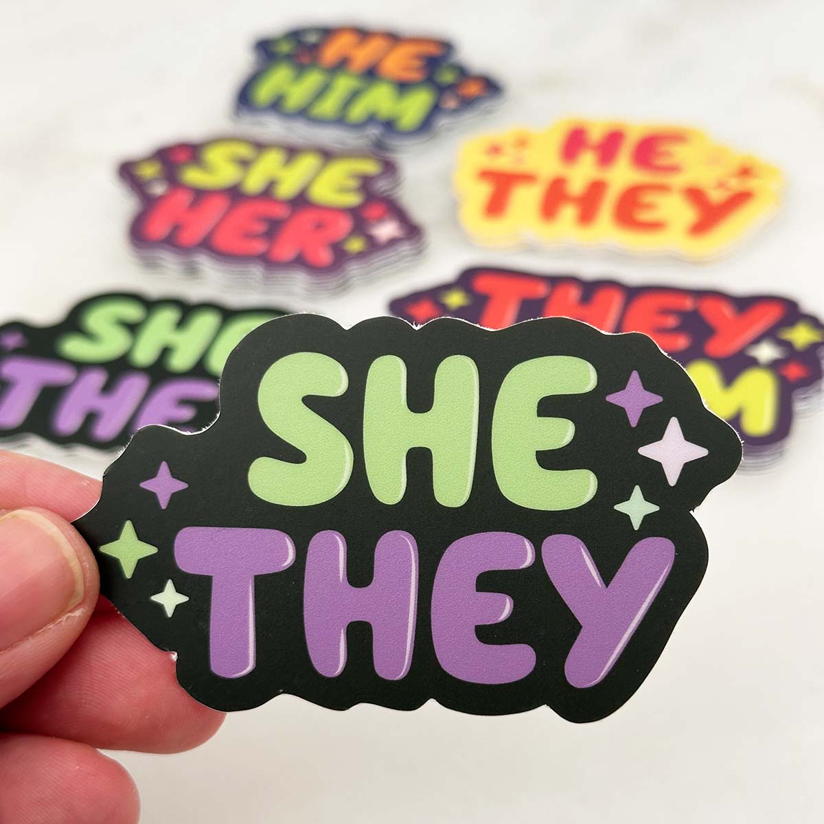 Bubbly Pronoun Vinyl Sticker