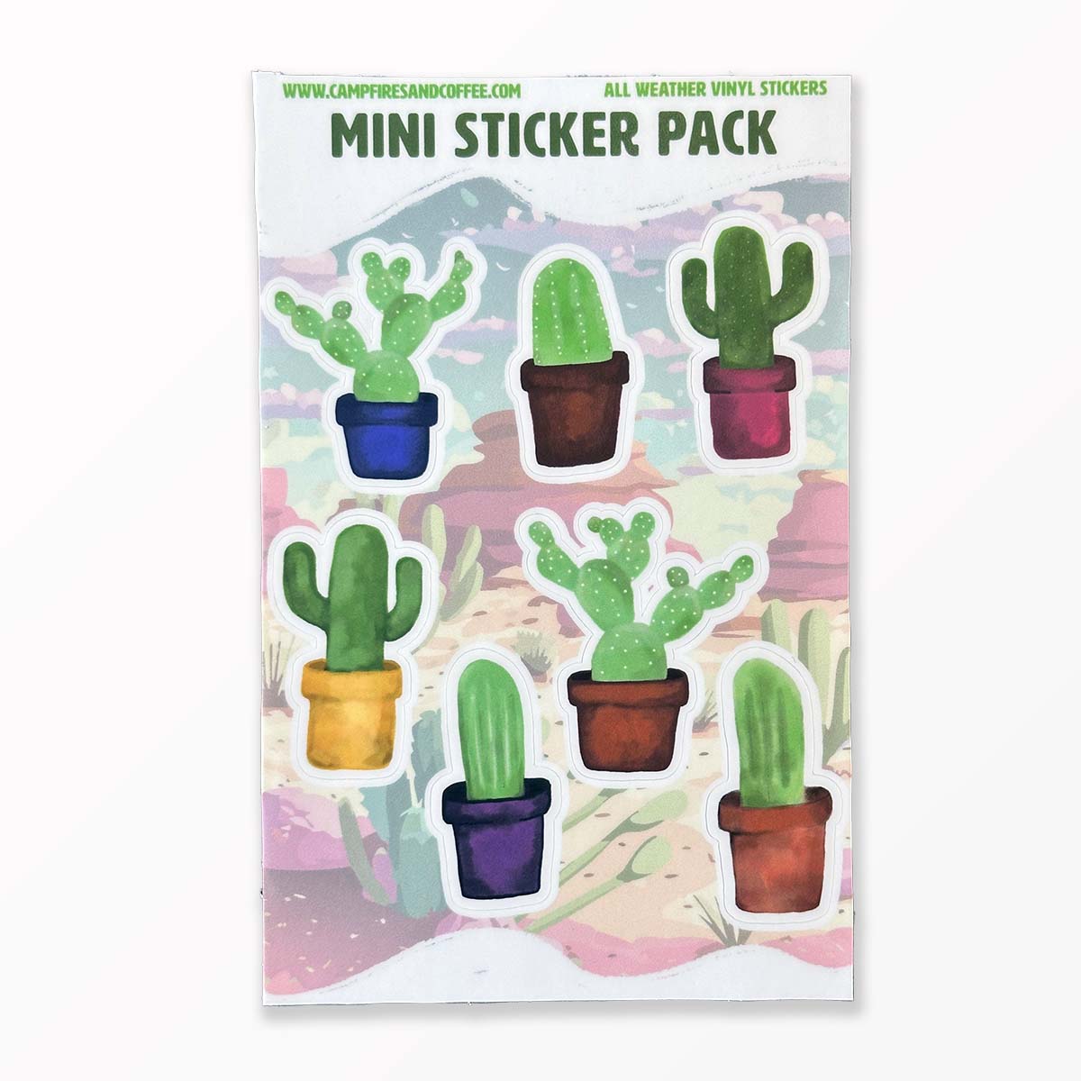 Watercolor Cactus Mini Sticker Sheet