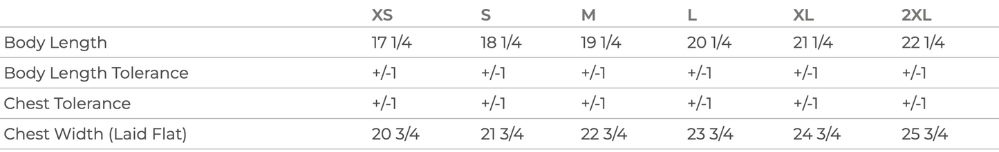 crop hoodie size chart