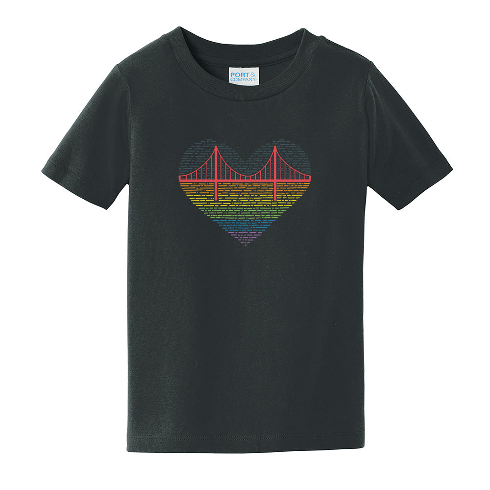 Toddler Golden Gate Bridge Rainbow Heart T-Shirt