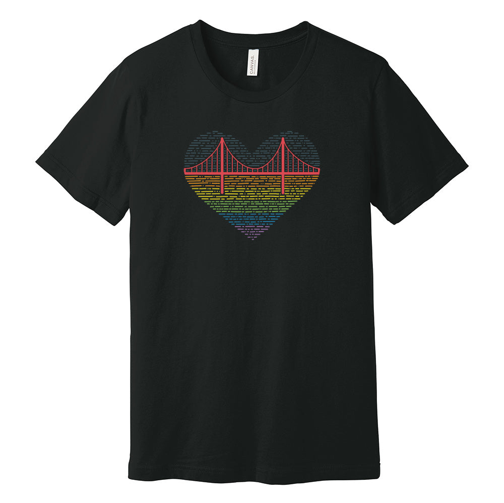 Golden Gate Bridge Rainbow Heart T-Shirt