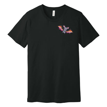 black Bat Subtle LGBTQ+ Pride T-Shirt in lesbian pride flag colors