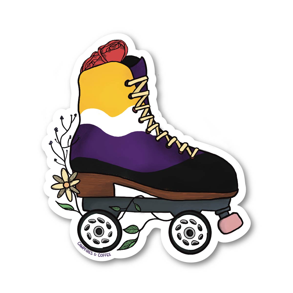 LGBTQ+ Pride Floral Roller Skate Vinyl Sticker