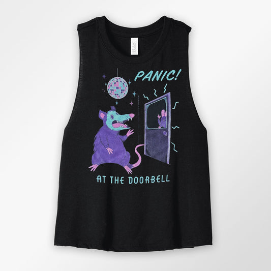 Panic at the Doorbell Flowy Cropped Racerback Tank