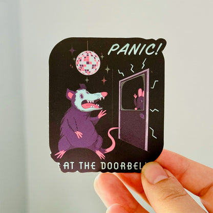 Panic Bar Sticker Panic at the Doorbell Vinyl Sticker – Campfires & Coffee