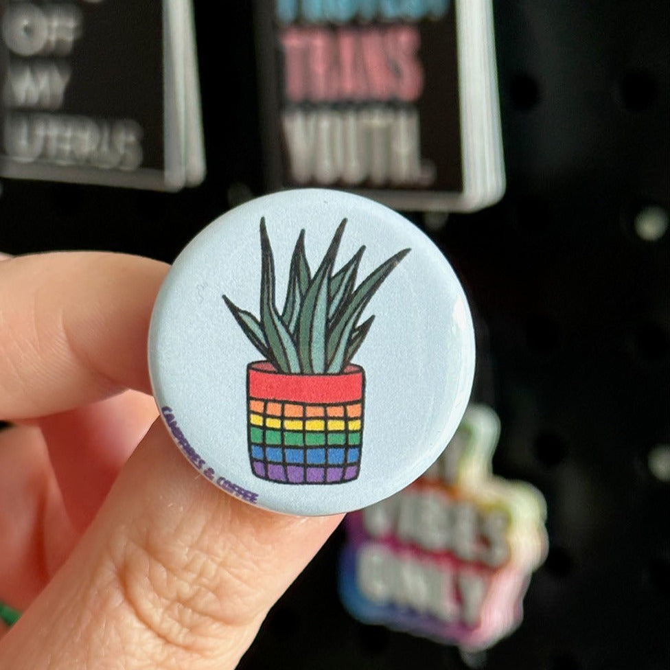 Subtle Pride Potted Plant Pinback Button