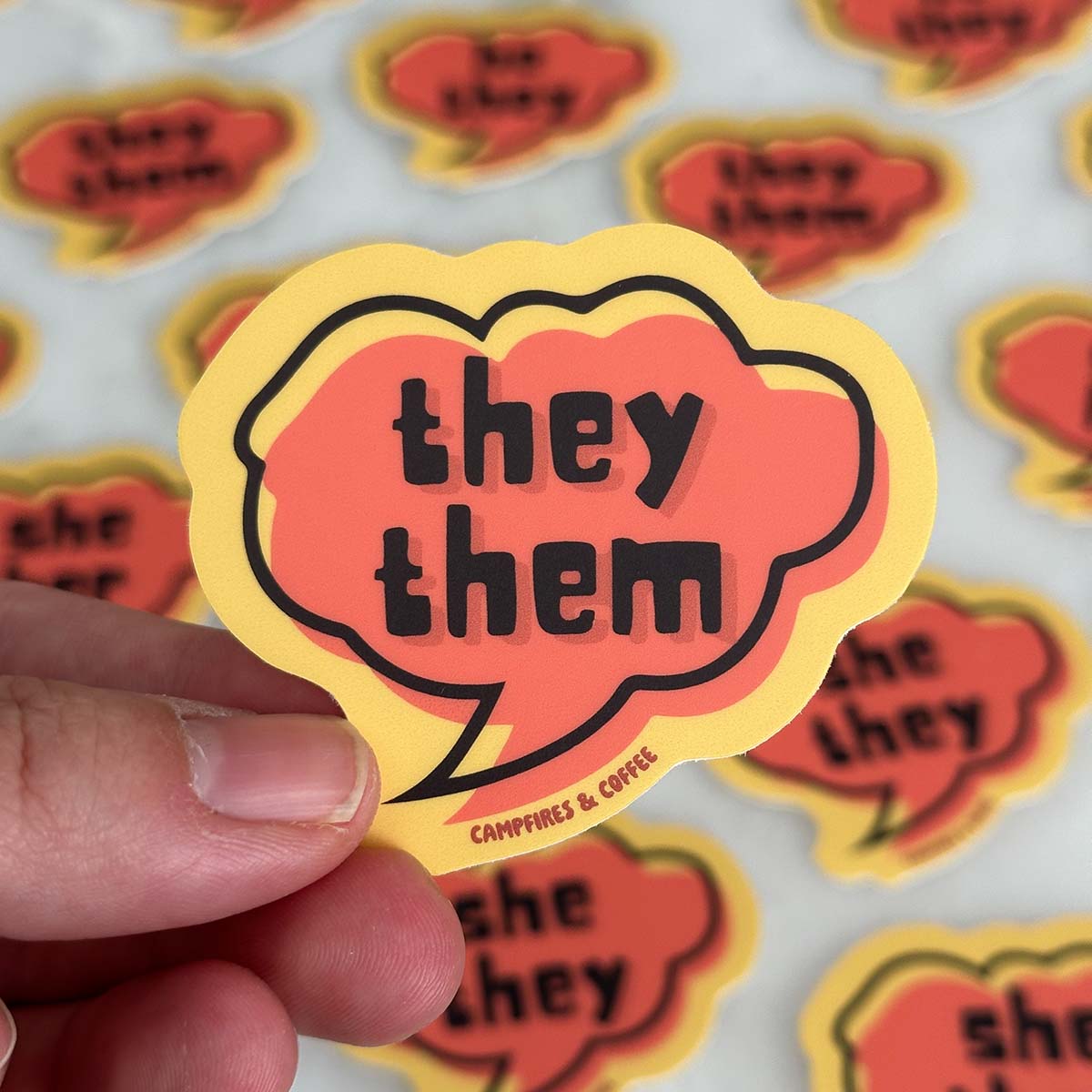 Speech Bubble Pronoun Vinyl Sticker