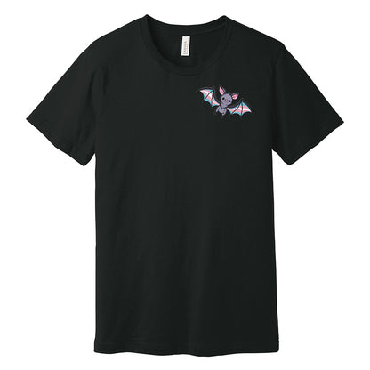 black Bat Subtle LGBTQ+ Pride T-Shirt in transgender pride flag colors