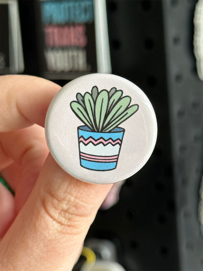 Subtle Pride Potted Plant Pinback Button