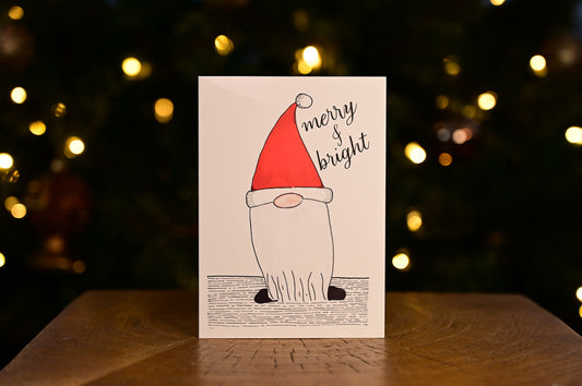 Merry and Bright Gnome Greeting Card