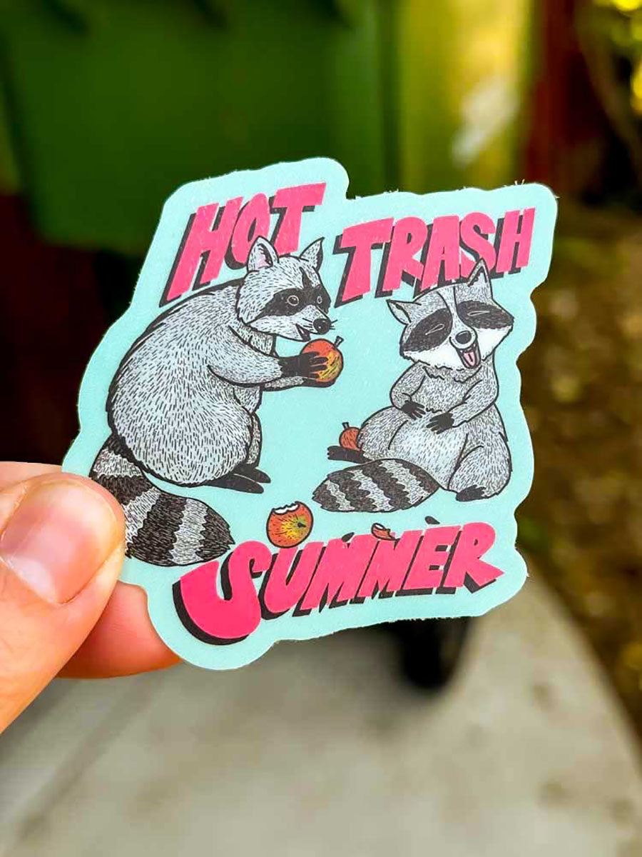 Hot Trash Summer Raccoon Vinyl Sticker