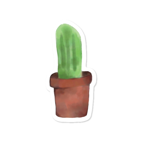 watercolor tall barrel cactus in a brown pot vinyl sticker