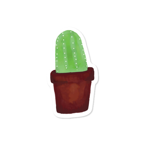 watercolor short barrel cactus in a brown pot vinyl sticker