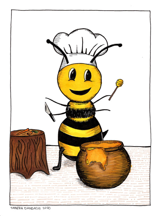 Chef Bee Ink Illustration Art Print