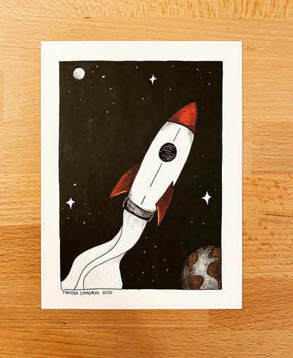 Rocket Ink Illustration Art Print