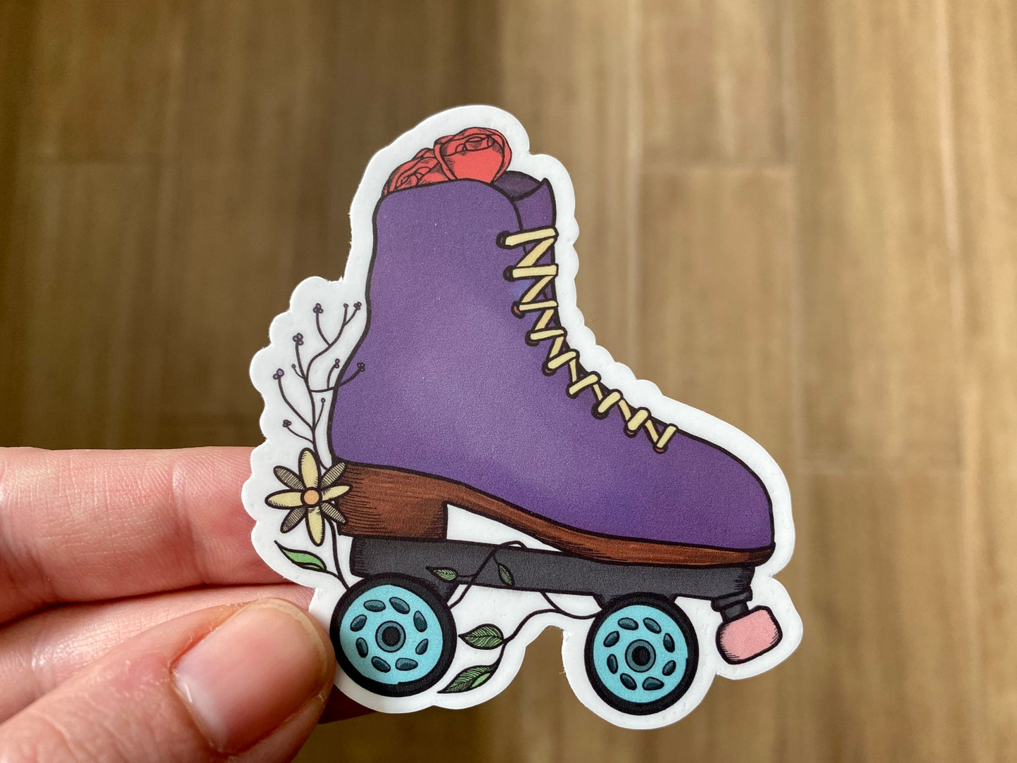 Floral Roller Skate Vinyl Sticker