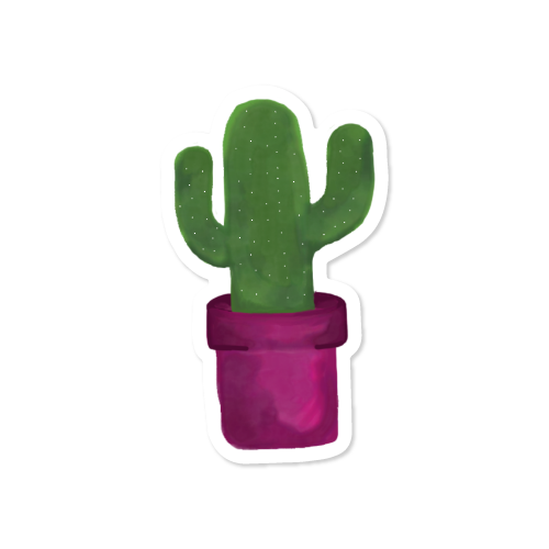 watercolor saguaro cactus in a pink pot vinyl sticker