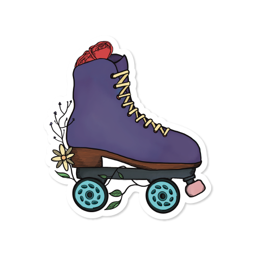 Floral Roller Skate Vinyl Sticker