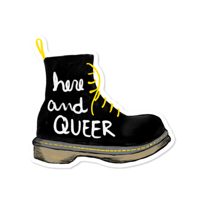 Here and Queer Vinyl Sticker | Waterproof Water Bottle Sticker | LGBTQ, Pride